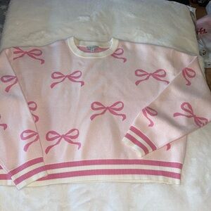 Coquette girl, pink bow sweater 🎀🎀🎀